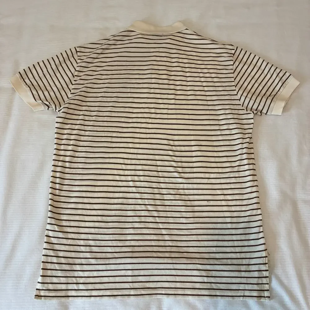 Vintage Polo Ralph Lauren Striped Polo Shirt Mens Large White Brown Stripes